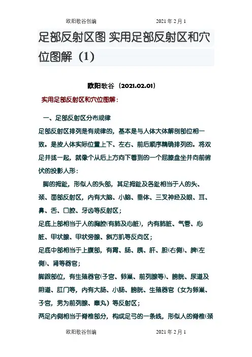 足部反射区图 实用足部反射区和穴位图解之欧阳歌谷创编