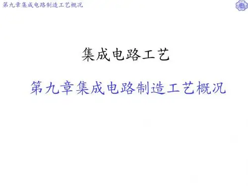 第九章集成电路制造工艺概况
