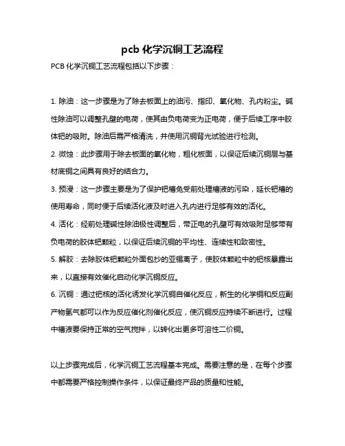 pcb化学沉铜工艺流程