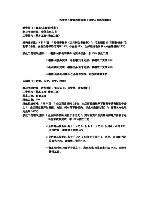 超市员工绩效考核方案