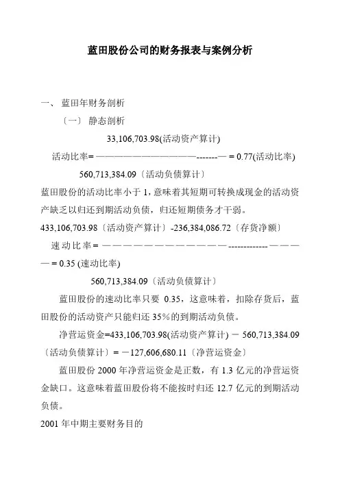 蓝田股份公司的财务报表与案例分析