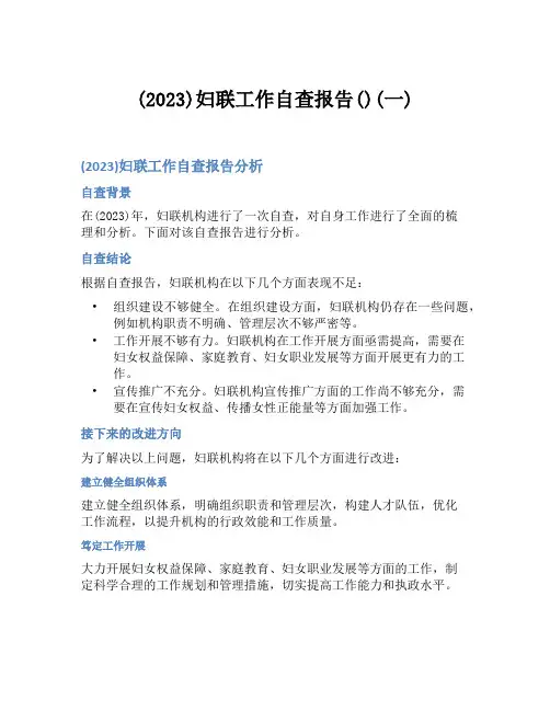 (2023)妇联工作自查报告()(一)