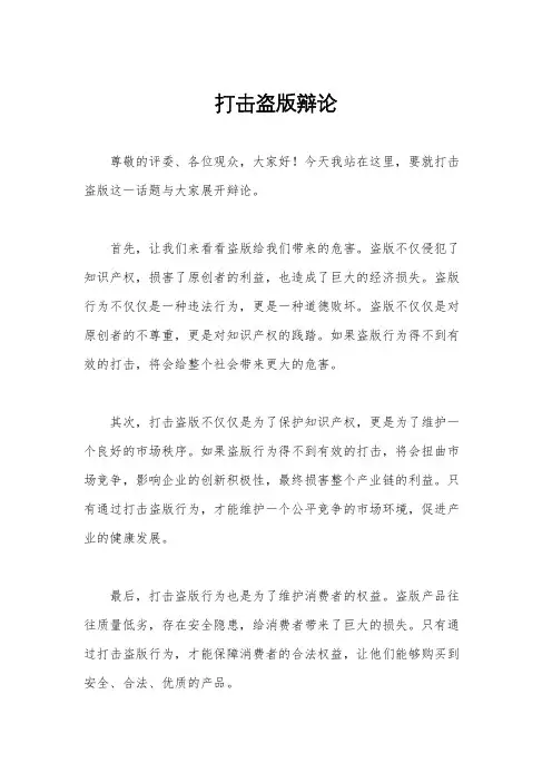 打击盗版辩论