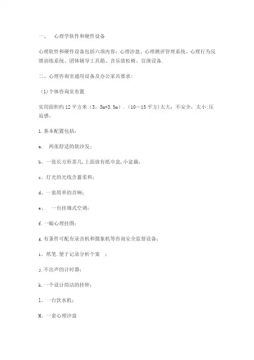 心理咨询室所需条件