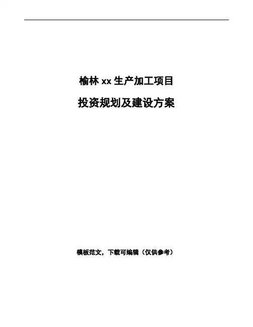榆林投资规划及建设方案可编辑模板