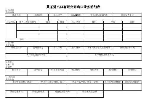 出口业务明细表