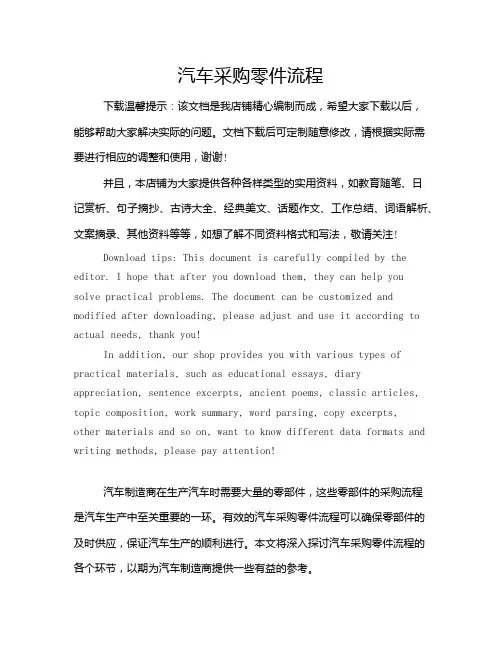 汽车采购零件流程