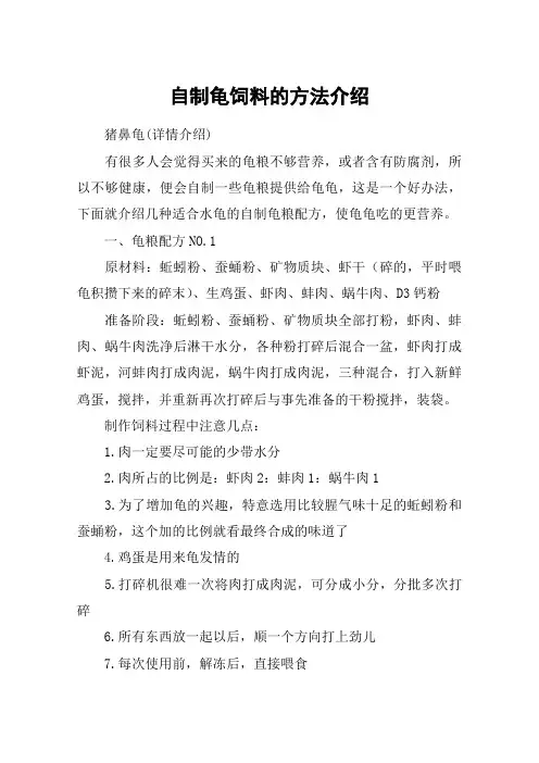 自制龟饲料的方法介绍