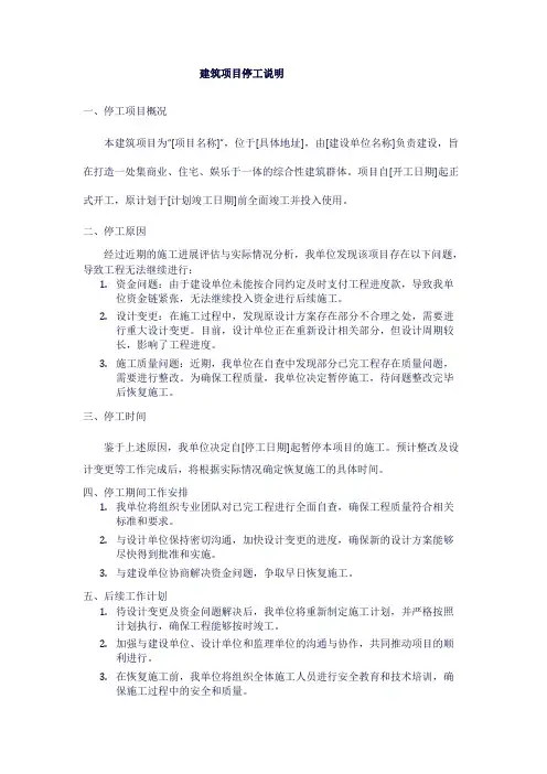 建筑项目停工说明1