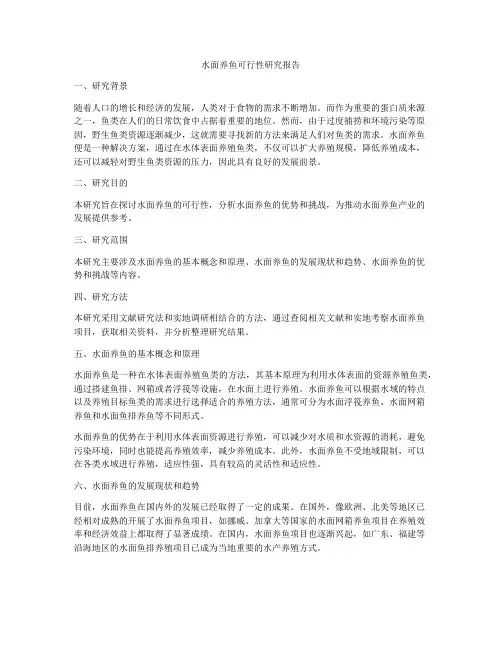 水面养鱼可行性研究报告
