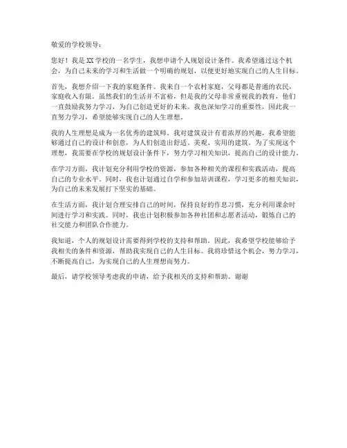 个人规划设计条件申请书