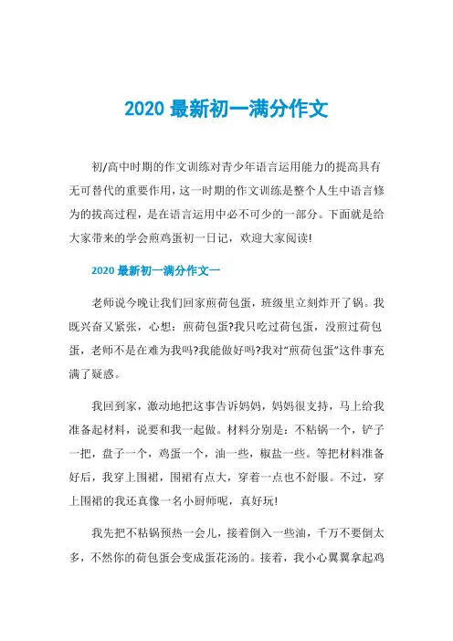 2020最新初一满分作文