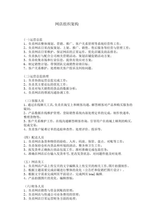 网店组织架构图