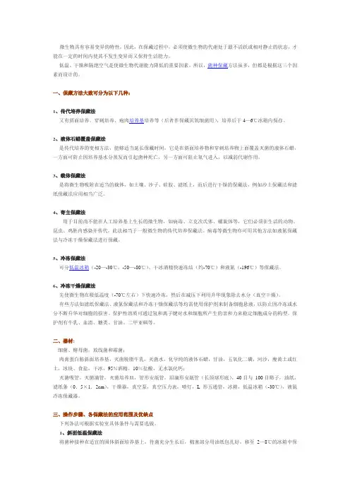 常用菌种保藏方法