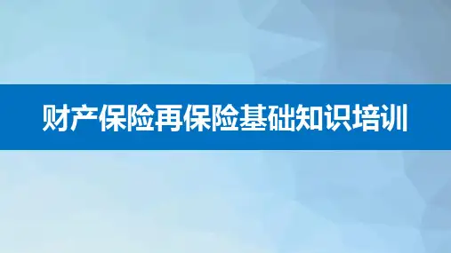 金融机构财产保险再保险基础知识培训(62P)