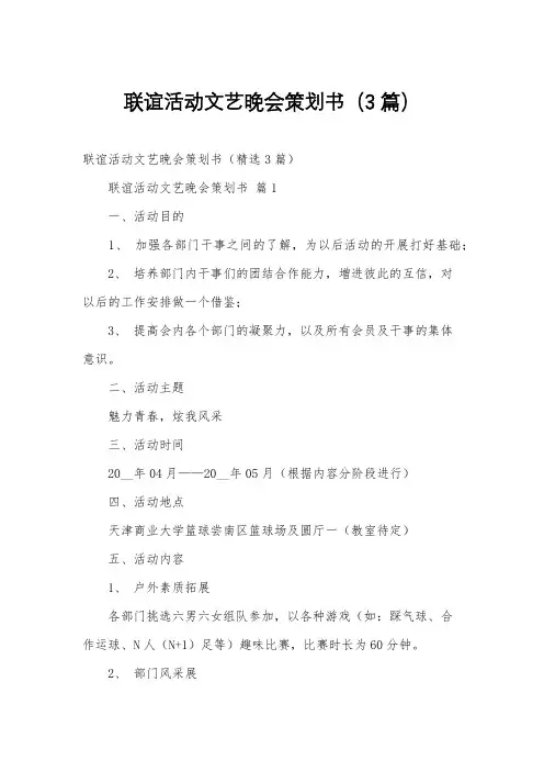 联谊活动文艺晚会策划书(3篇)