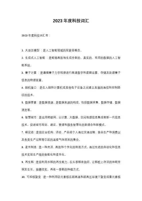 2023年度科技词汇
