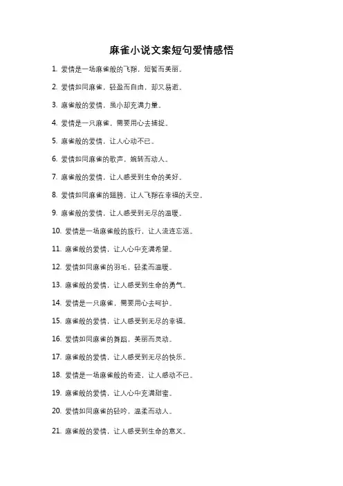 麻雀小说文案短句爱情感悟