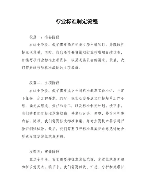 行业标准制定流程
