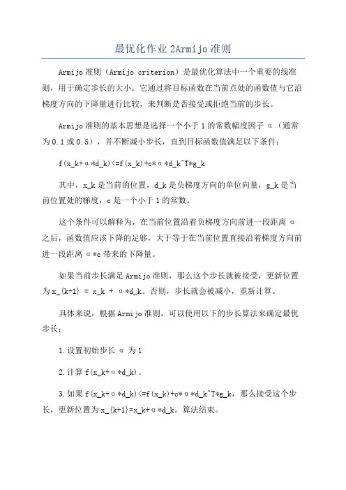 最优化作业2Armijo准则