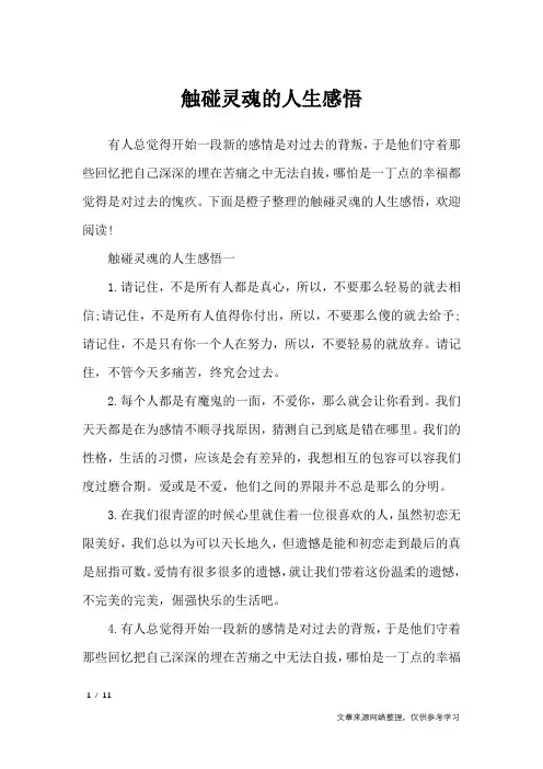 触碰灵魂的人生感悟_人生感悟