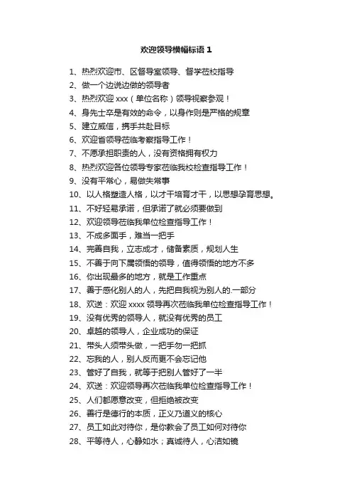 欢迎领导横幅标语
