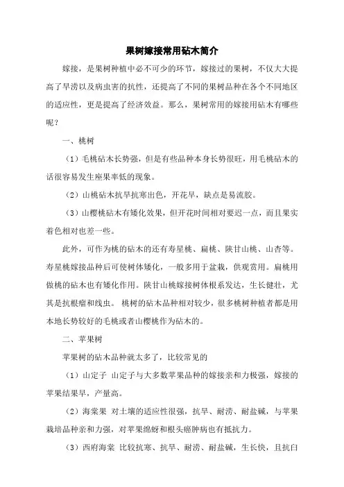 果树嫁接常用砧木简介