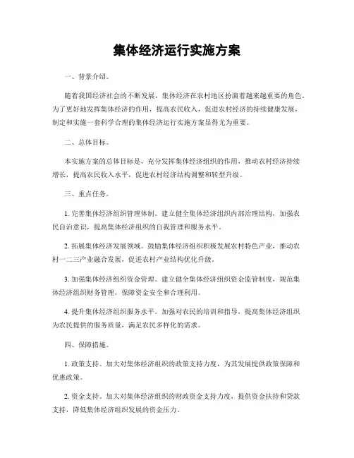 集体经济运行实施方案