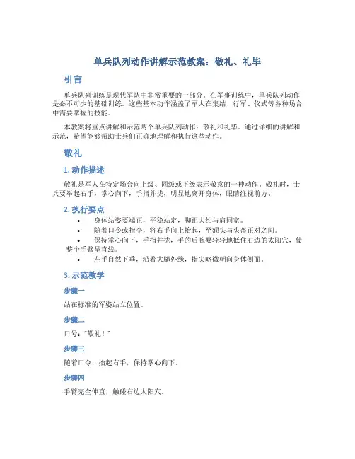 单兵队列动作讲解示范教案敬礼礼毕