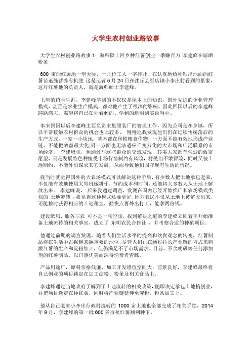 大学生农村创业路故事.doc