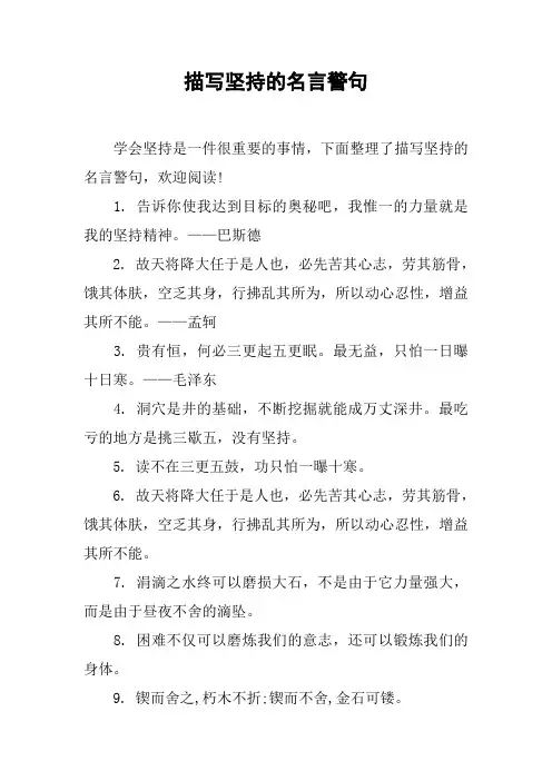 描写坚持的名言警句