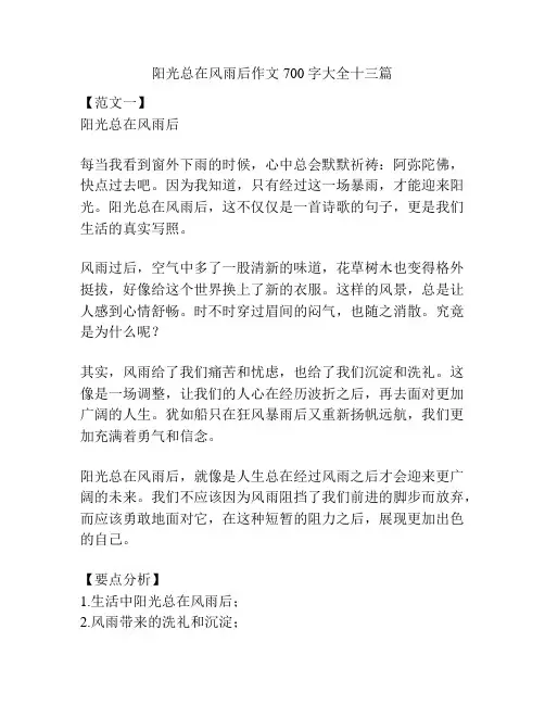 阳光总在风雨后作文700字大全十三篇