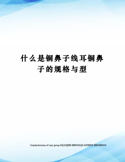 什么是铜鼻子线耳铜鼻子的规格与型