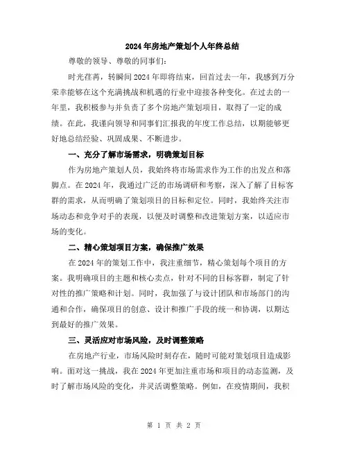 2024年房地产策划个人年终总结