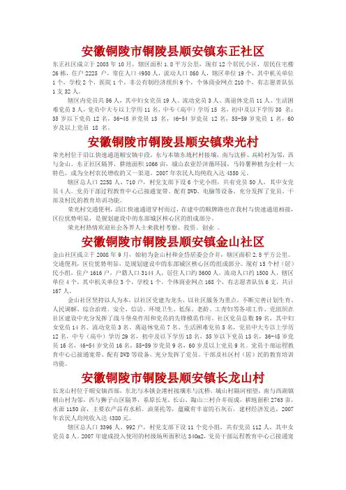 铜陵县顺安镇各乡村
