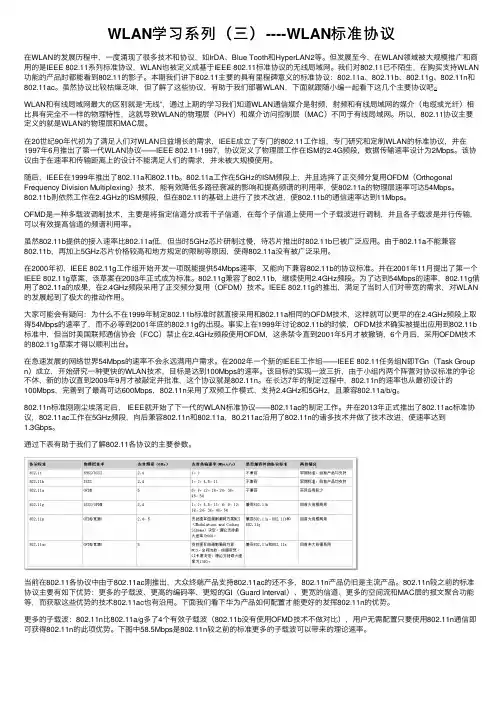 WLAN学习系列（三）----WLAN标准协议