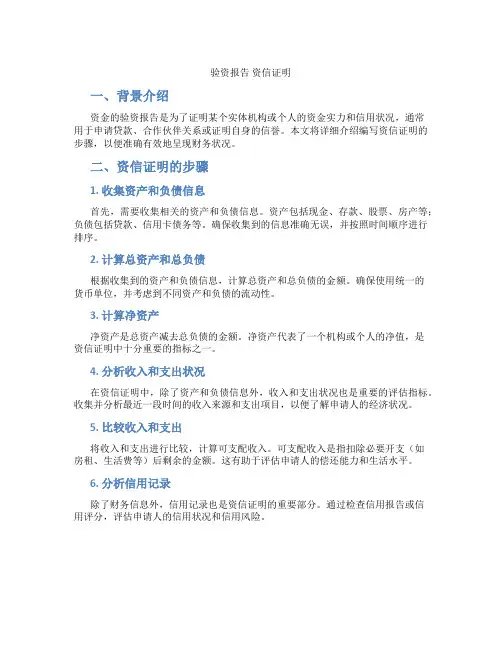 验资报告 资信证明