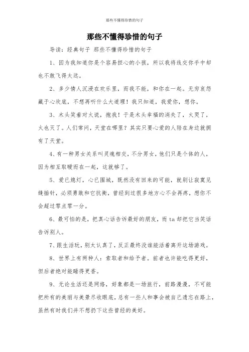 那些不懂得珍惜的句子
