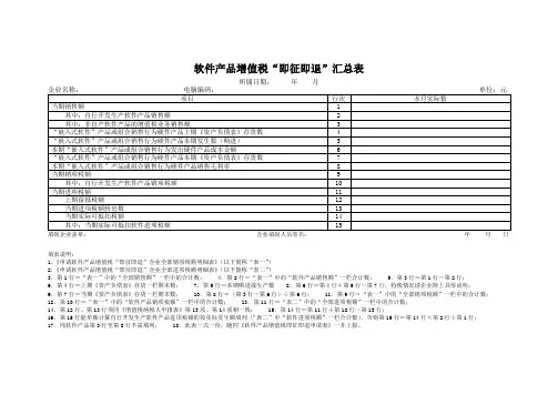 软件产品增值税“即征即退”汇总表