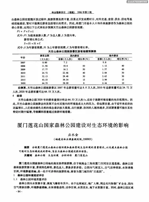 厦门莲花山国家森林公园建设对生态环境的影响