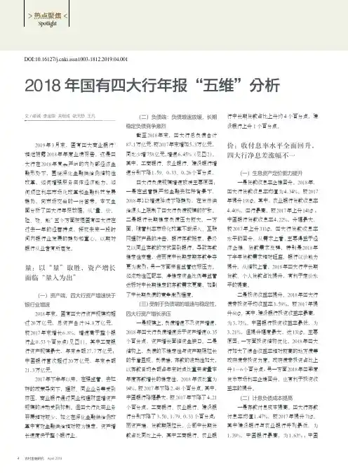 2018年国有四大行年报“五维”分析