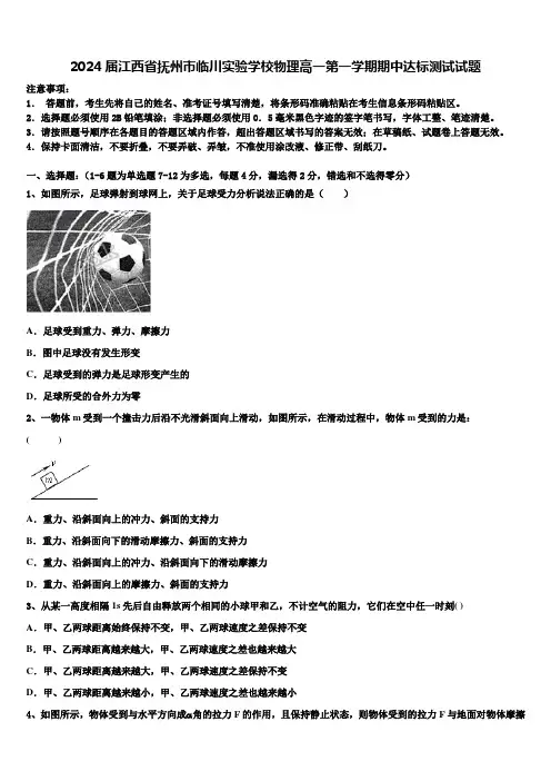 2024届江西省抚州市临川实验学校物理高一第一学期期中达标测试试题含解析
