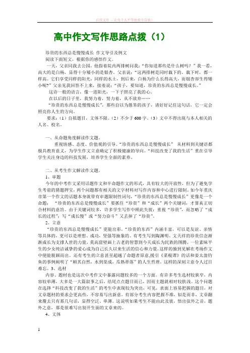 高中作文写作思路点拨 (1)