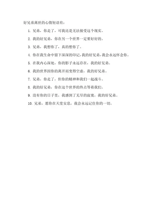 好兄弟离世的心情短语
