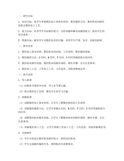 数控教学设计方案模板