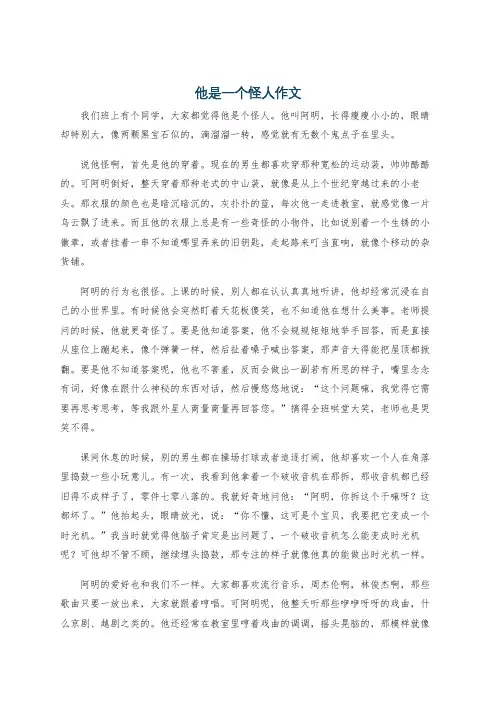 他是一个怪人作文