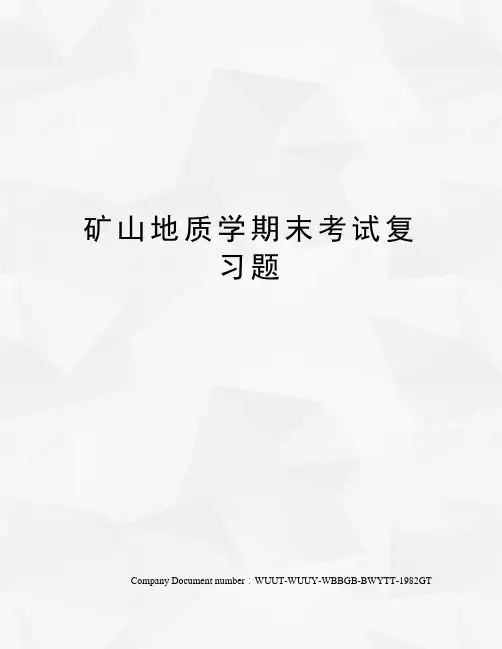 矿山地质学期末考试复习题