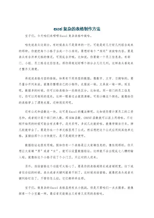 excel复杂的表格制作方法