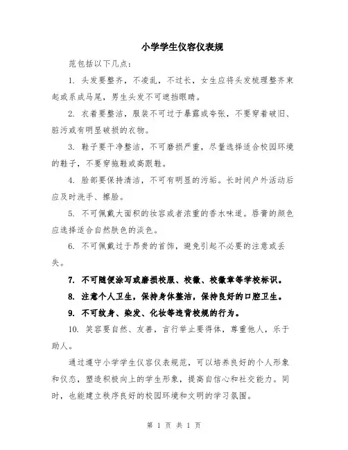 小学学生仪容仪表规