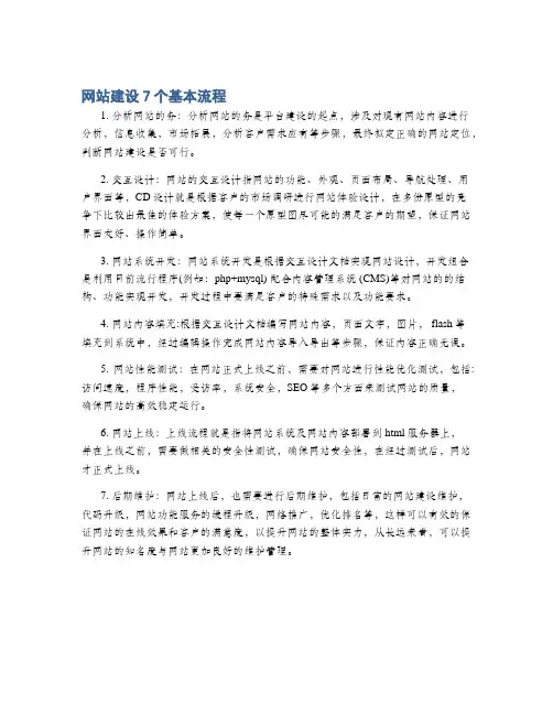 网站建设7个基本流程